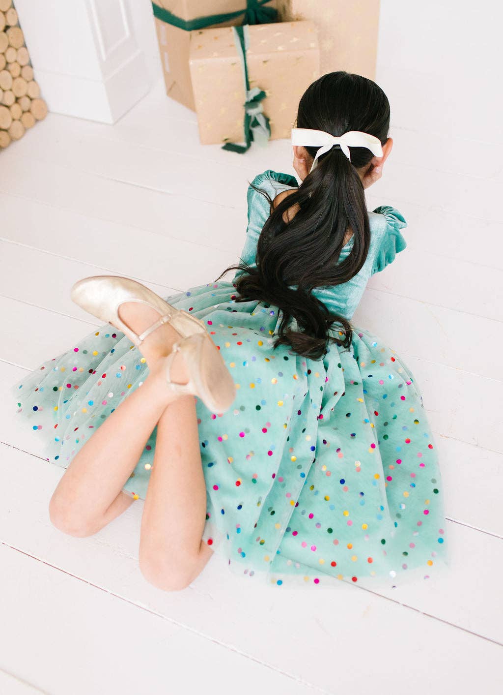 Girls' & Toddler Diana Puff Dress in Minty Confetti