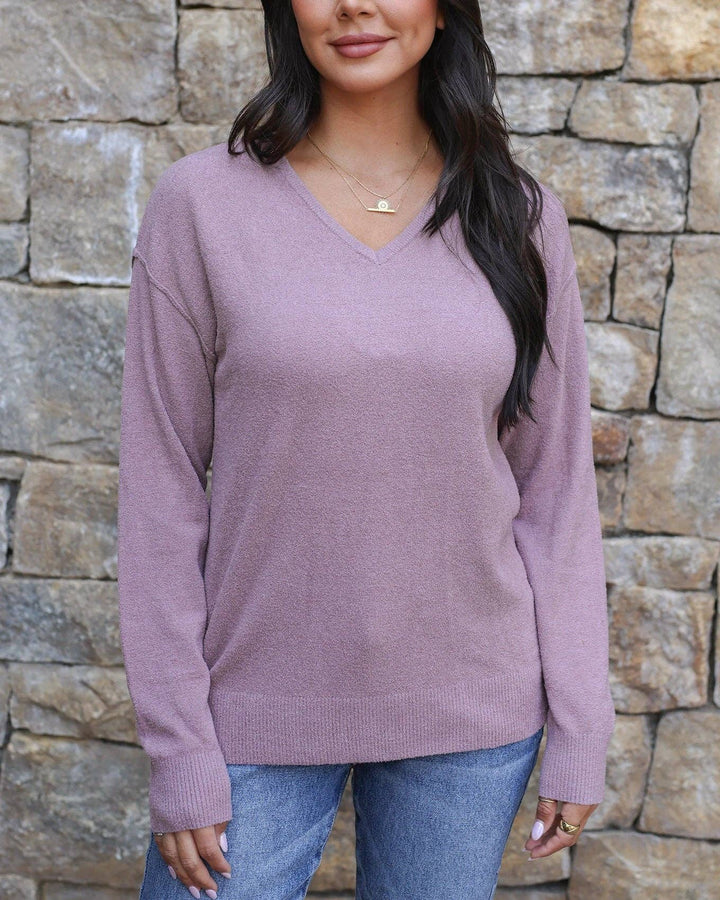 Micro Bambü Lightweight Sweater in Dusty Mauve