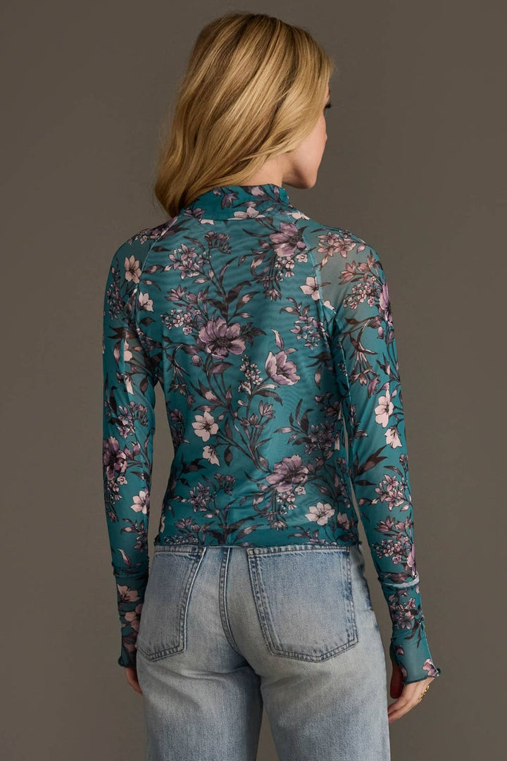 Layer Me Lovely Mesh Top - Floral Teal