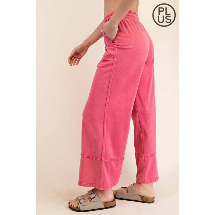 RAE MODE PLUS SIZE MINERAL WASHED WIDE LEG PANT - Dusty Blue
