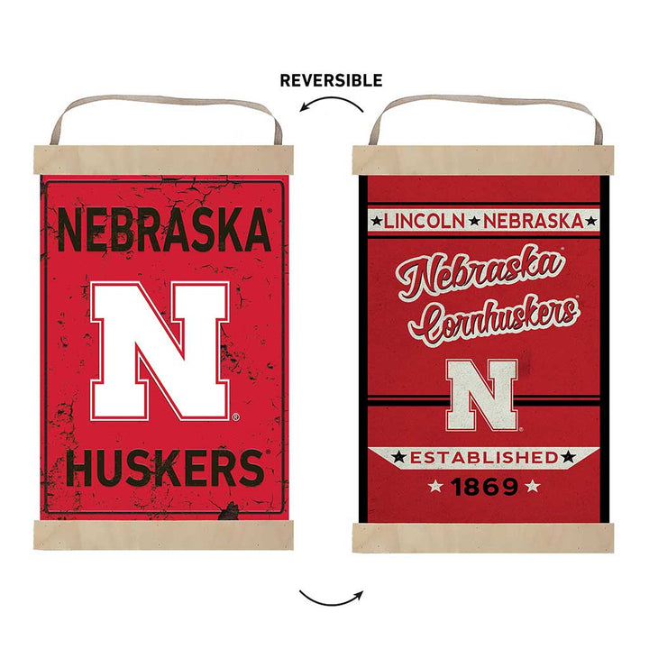 Reversible Banner Faux Nebraska Cornhuskers