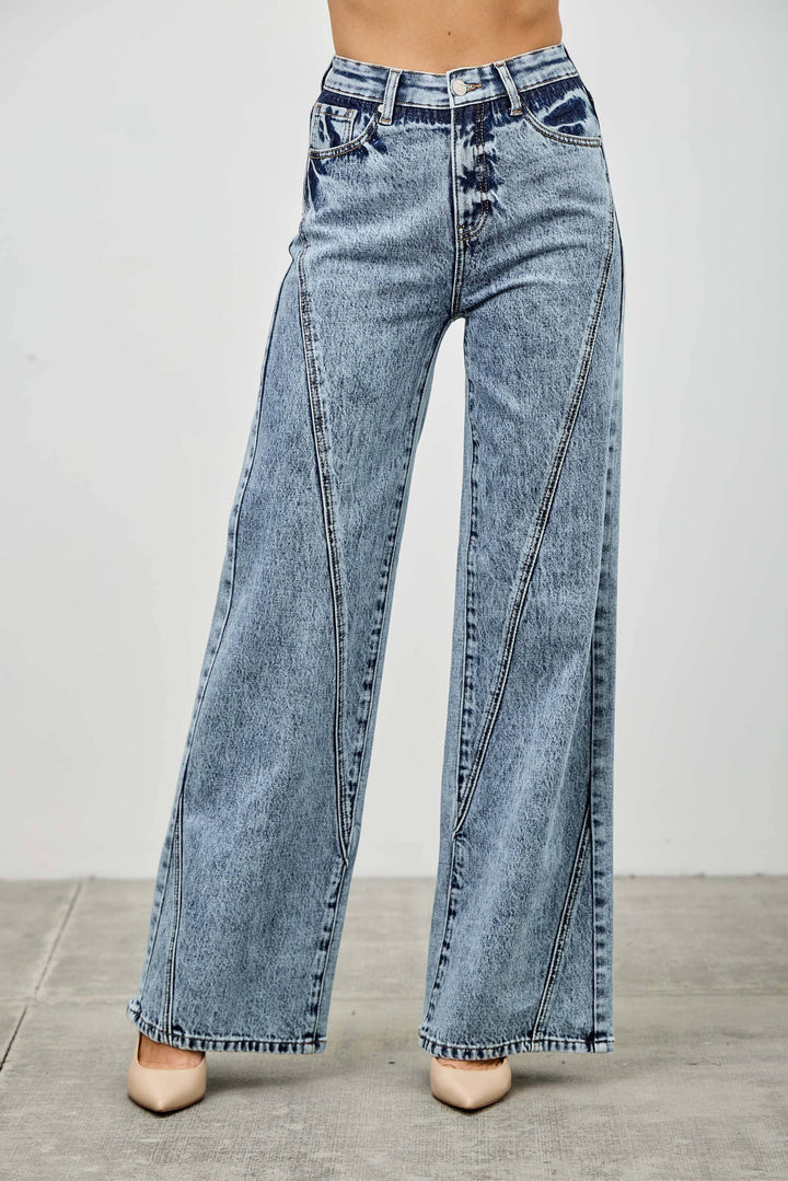 High Rise Relaxed Straight Jean with Seam Detail