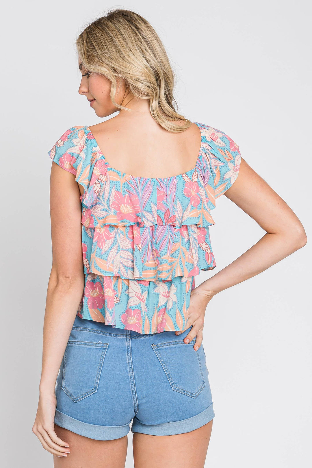 Layered Flare Floral Top