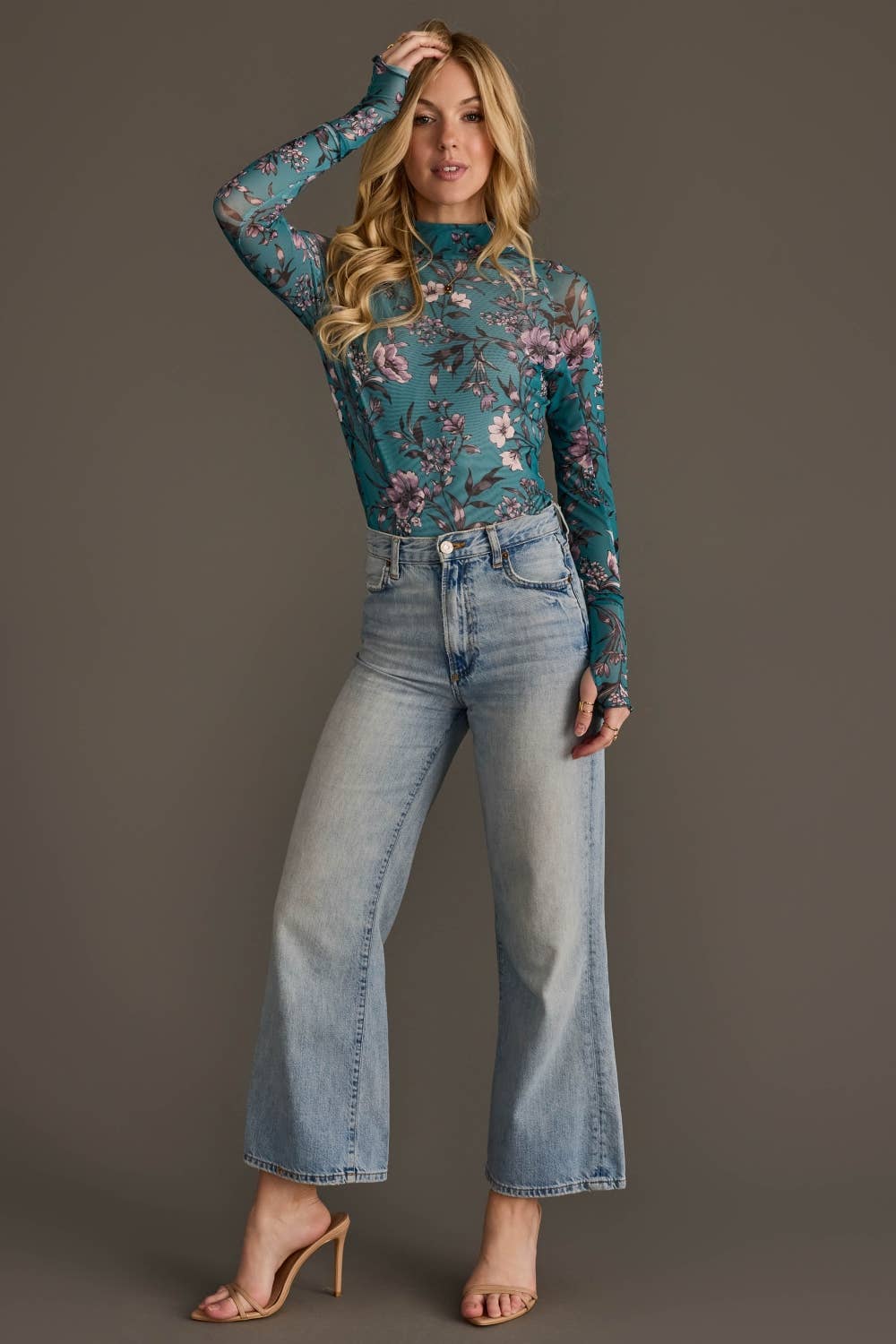 Layer Me Lovely Mesh Top - Floral Teal