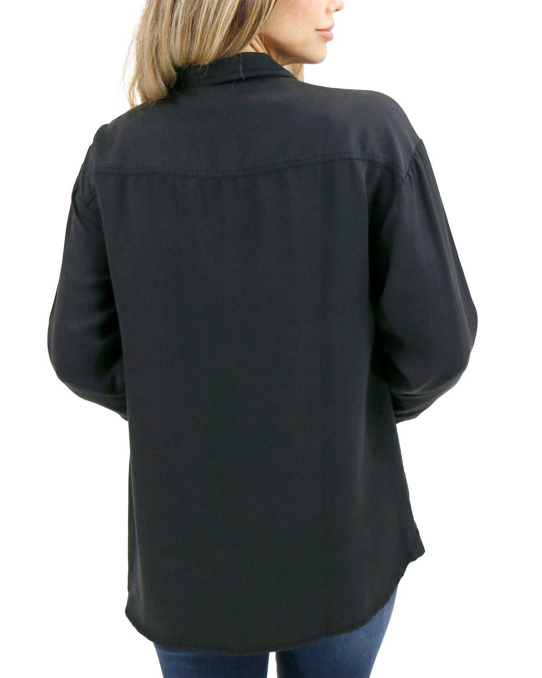 Grace and Lace Tencel™ Lyocell Utility Shirt Jacket in Black