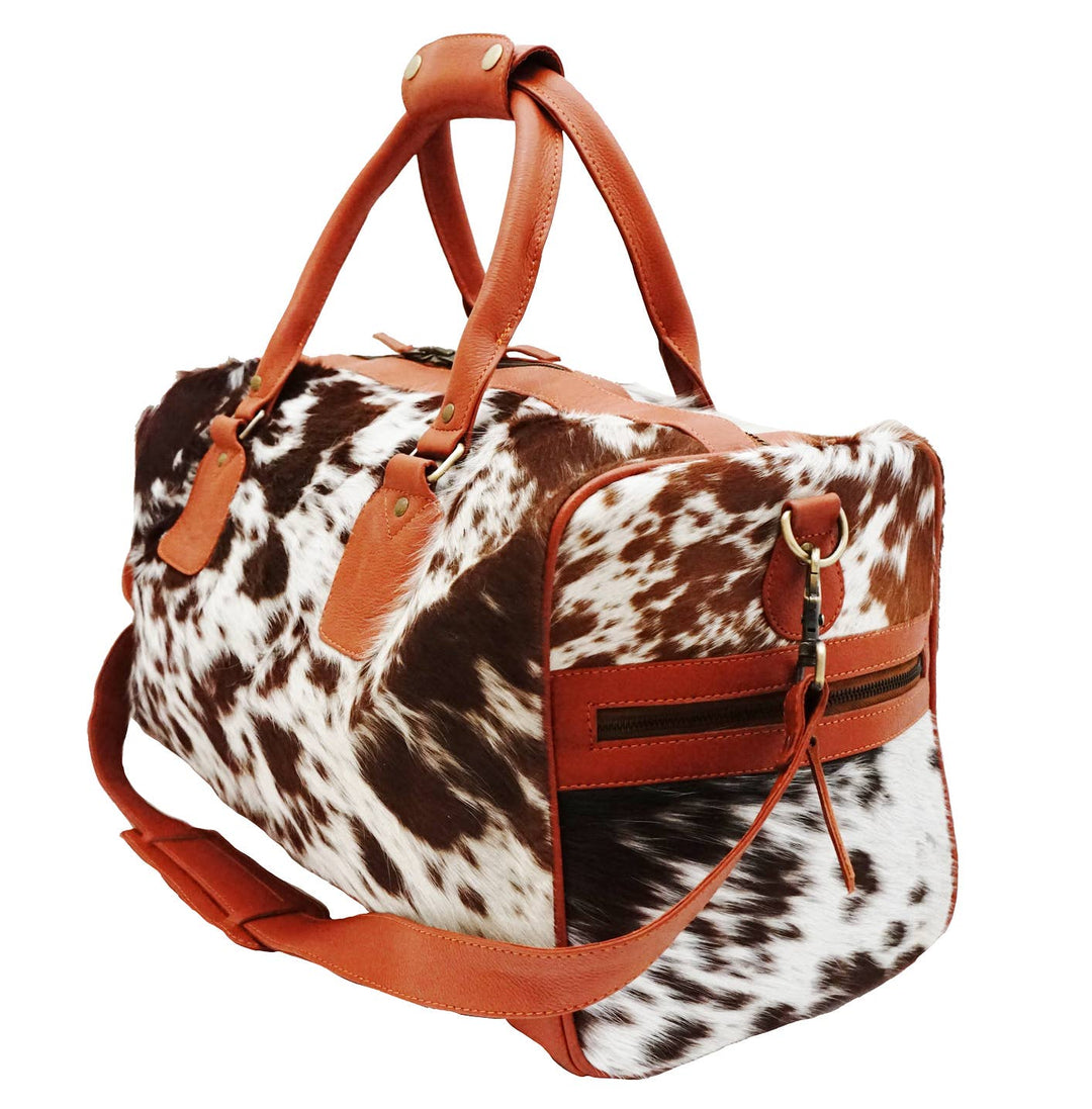 Cowhide Leather Weekender Duffel Carry On Bag