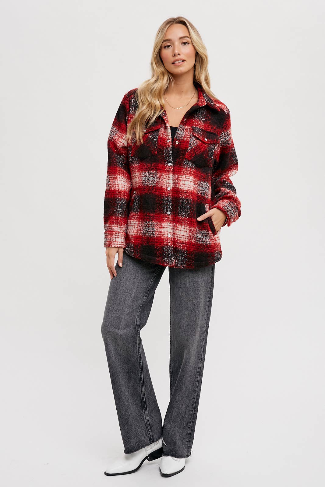 BUTTON DOWN FLANNEL SHACKET