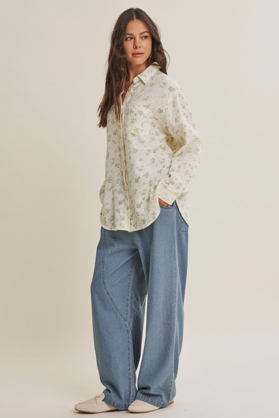 Sunday Stroll Floral Button-Up