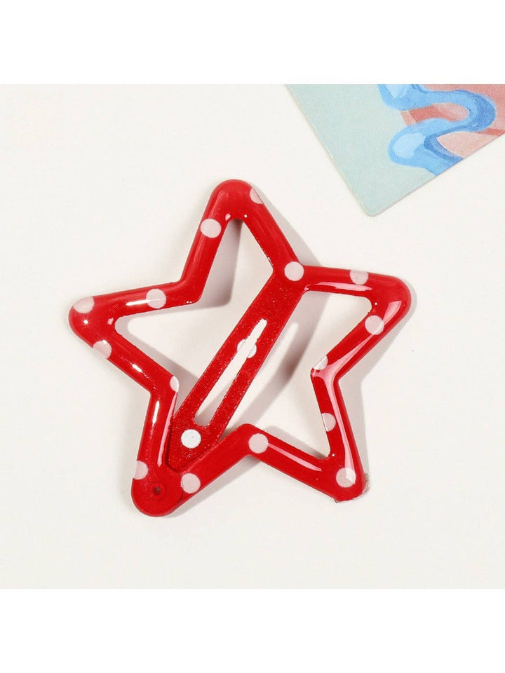 Game Day Star Barrette Large - Red Checkered