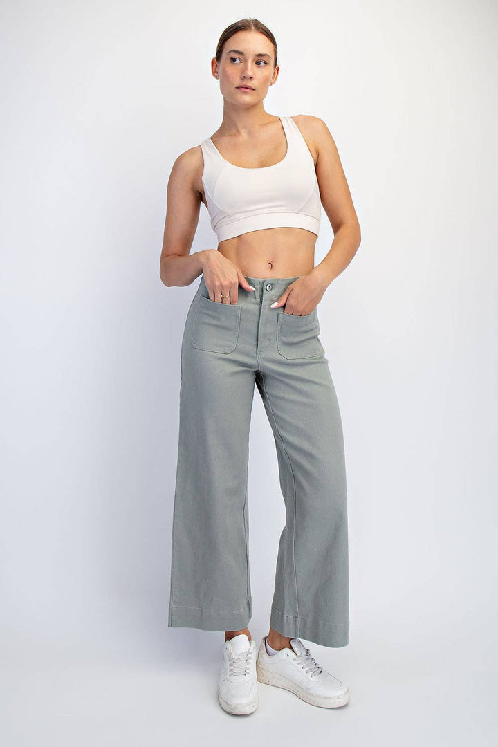 RAE MODE HEAVY COTTON TWILL CROPPED WIDE PANTS - TAUPE