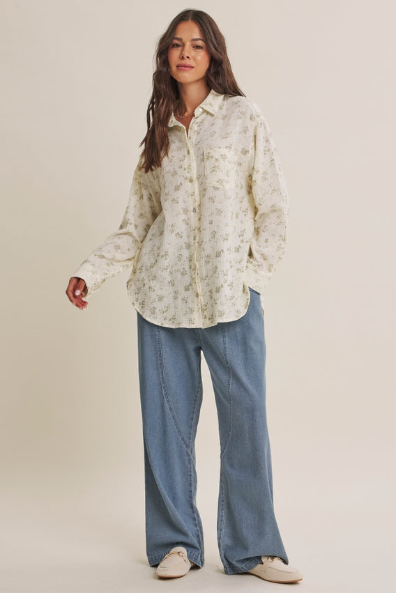 Sunday Stroll Floral Button-Up