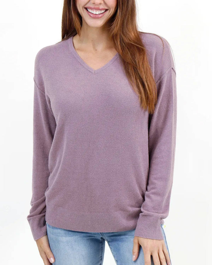 Micro Bambü Lightweight Sweater in Dusty Mauve