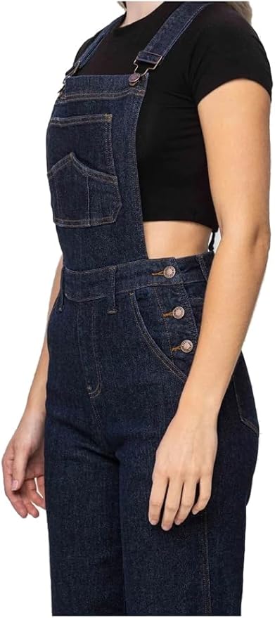 Judy Blue High Waist Classic Overall Wide Leg Jeans - Dark Blue