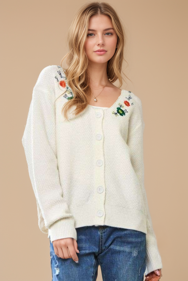 Meadow Bloom Embroidered Cardigan