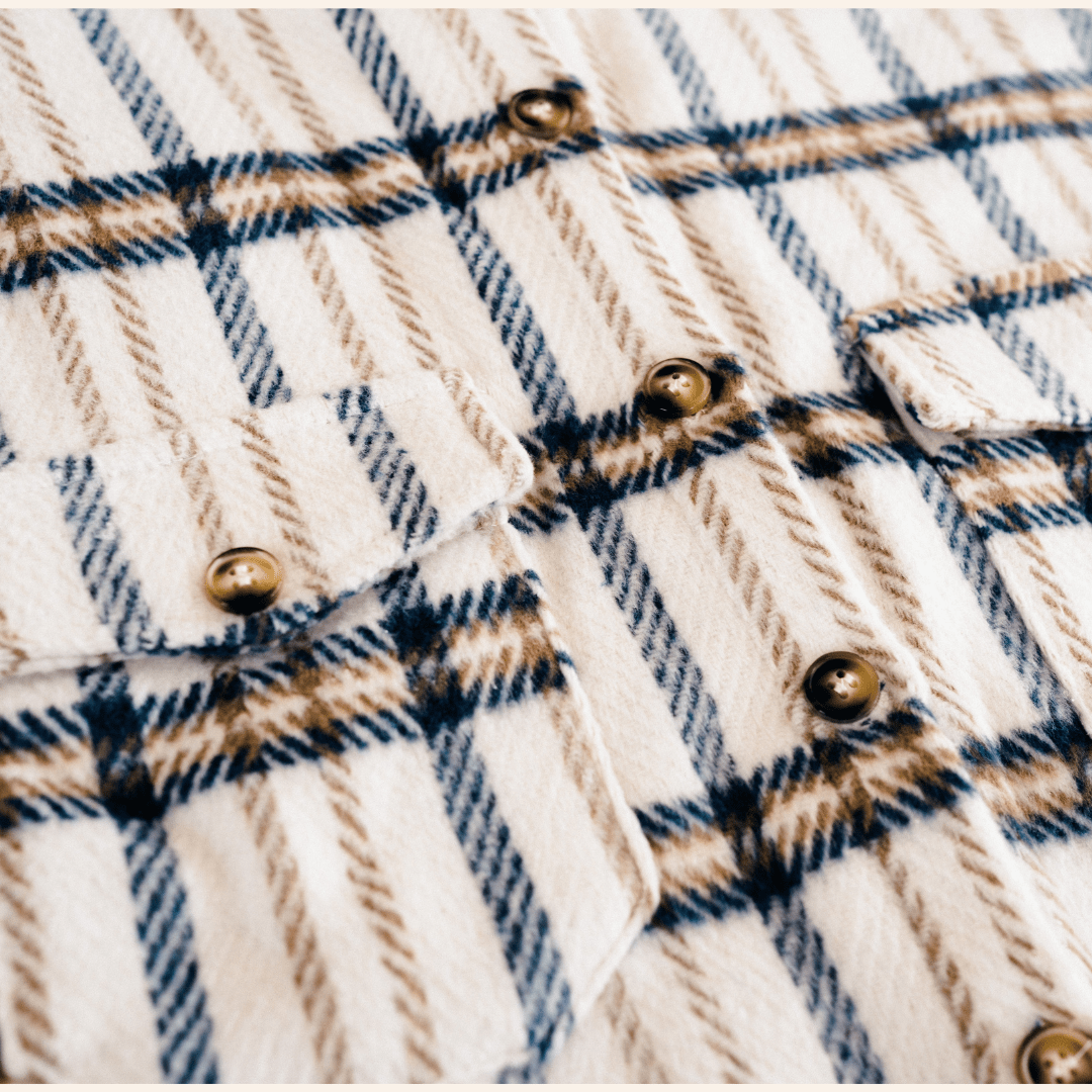 Cream & Navy Plaid Flannel - Adult