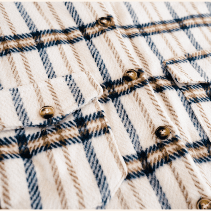 Cream & Navy Plaid Flannel - Adult