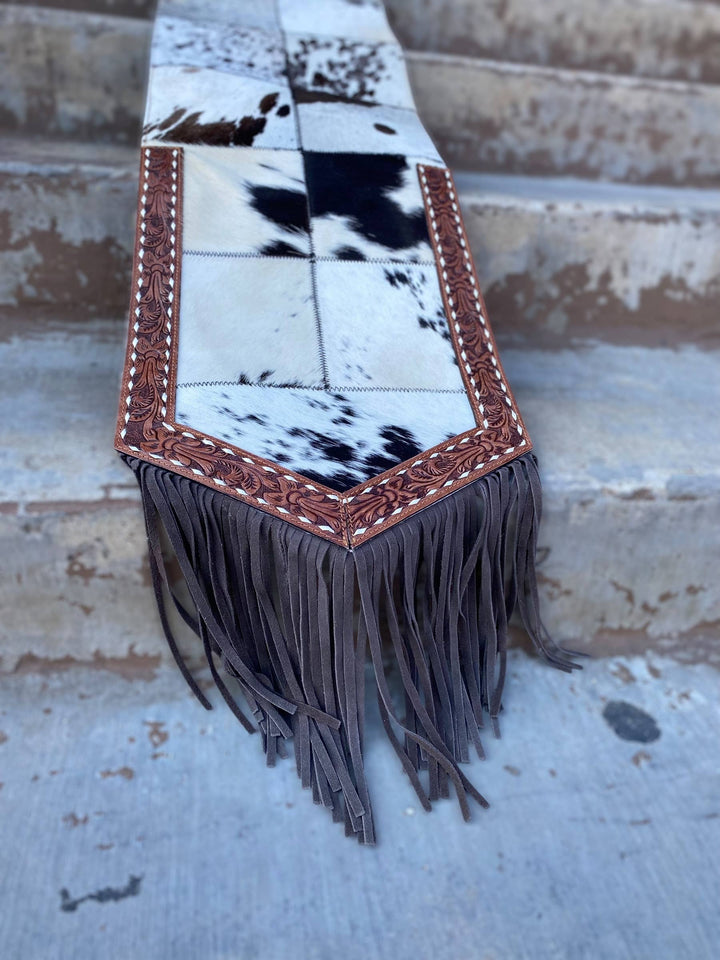  Cowhide Fringe Table Runner  