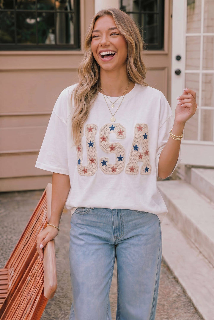 4th of July Crochet Star USA Tee