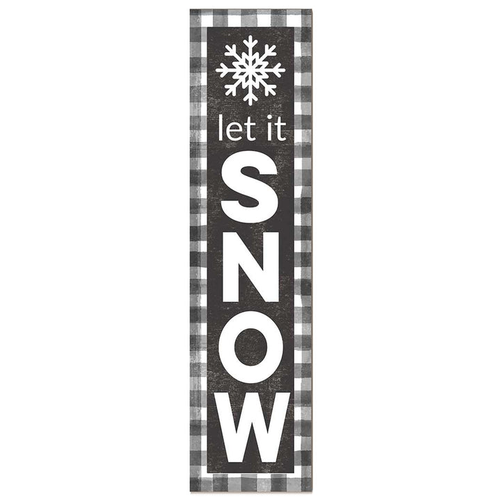 11x46 Buffalo Print Snowflake Let It Snow Leaner Sign