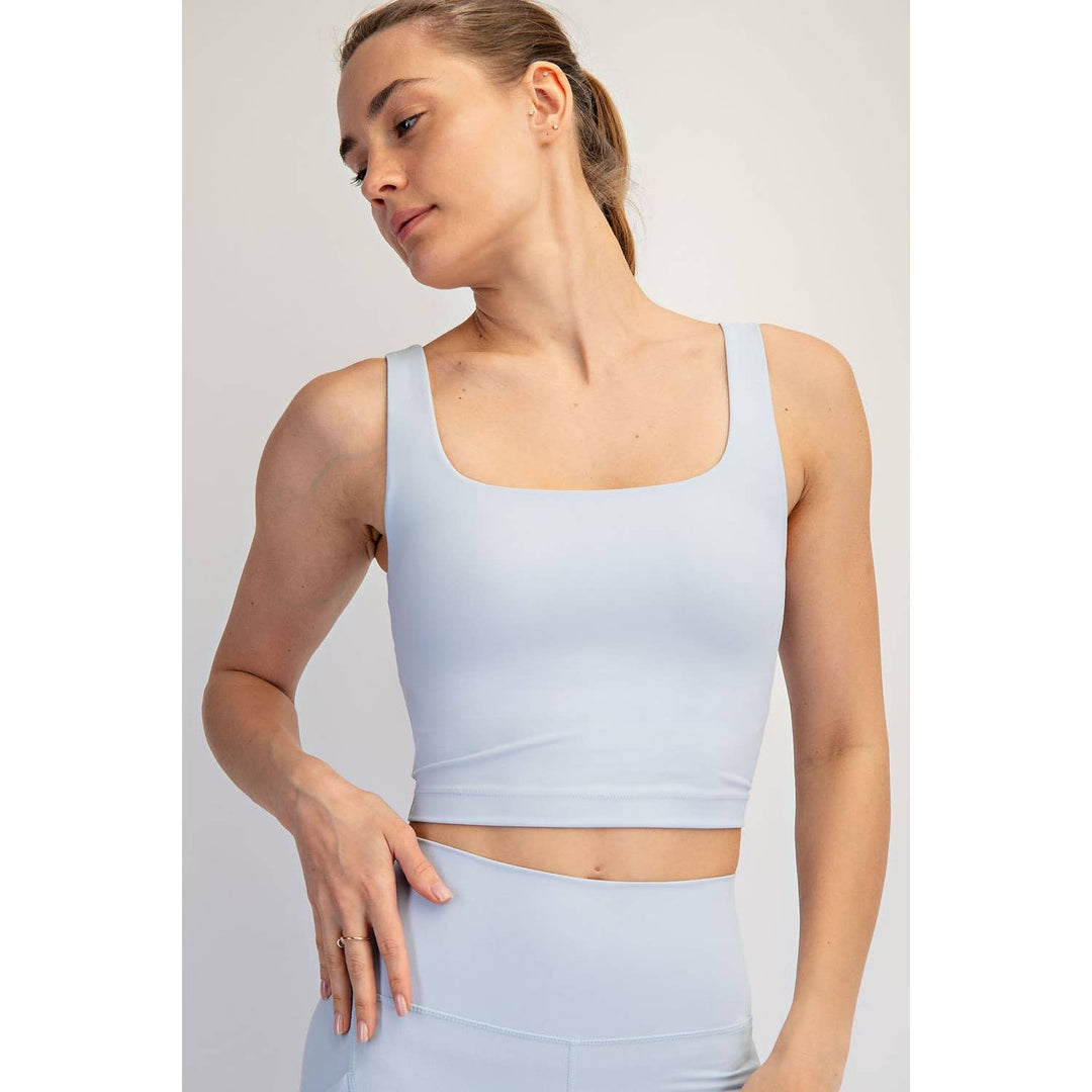 RAE MODE NYLON BUTTER SQUARE NECK CROPPED TANK - 2 colors!