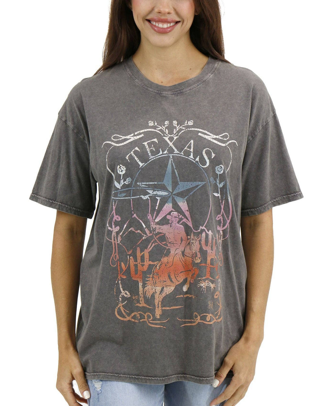 Grace and Lace Boyfriend Fit Graphic Tee - Texas