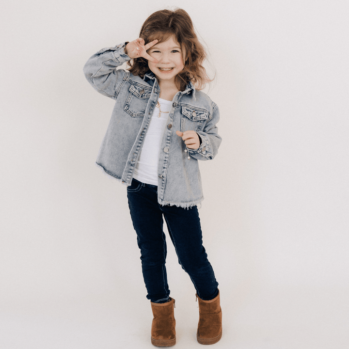 Better Together Raw Hem Denim Jacket - Kids