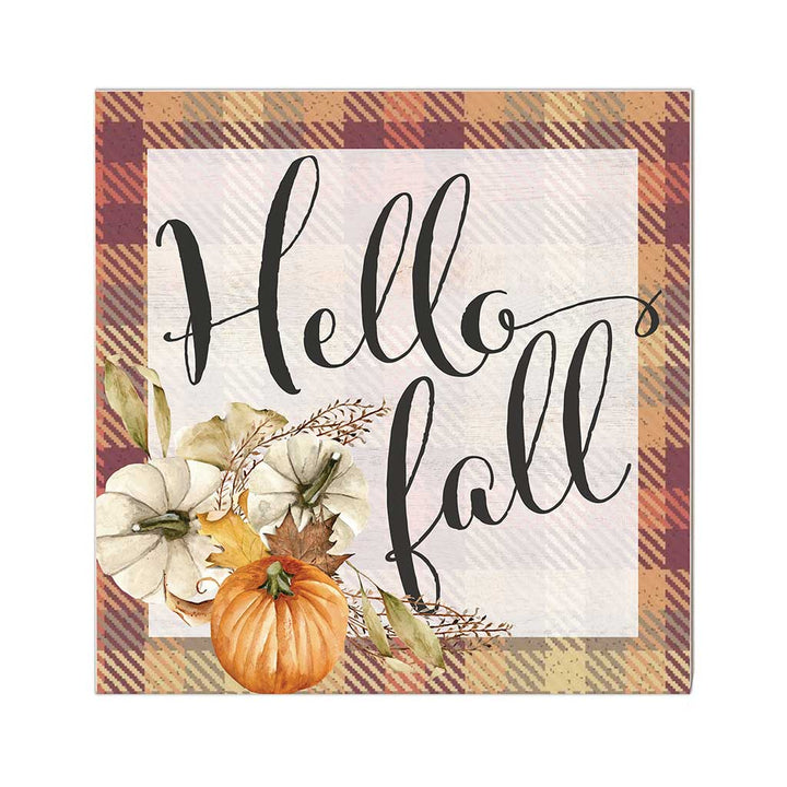 10x10 Plaid Hello Fall Sign Fall Decor