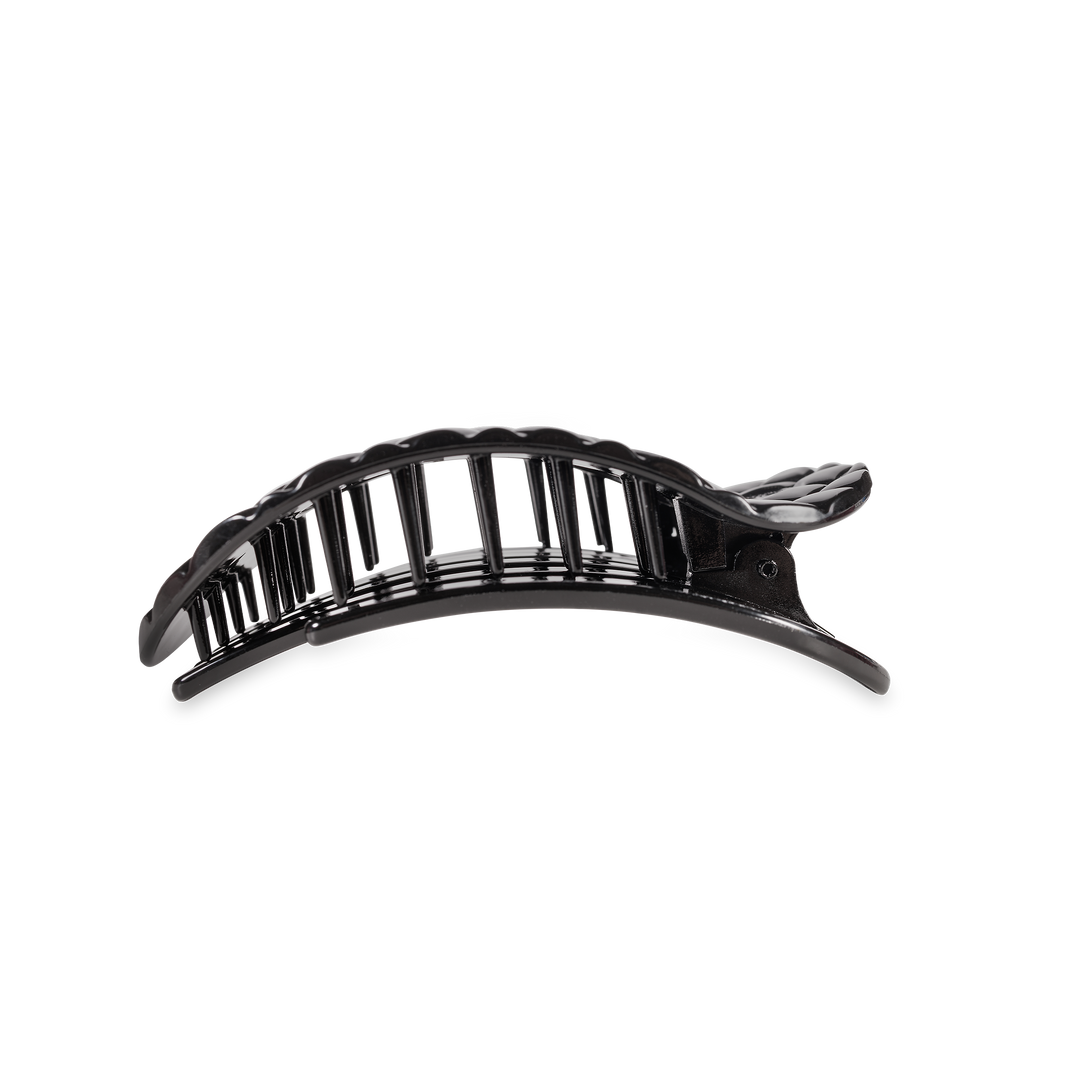 Flat Round Hair Clip | Medium | Jet Black Quilted