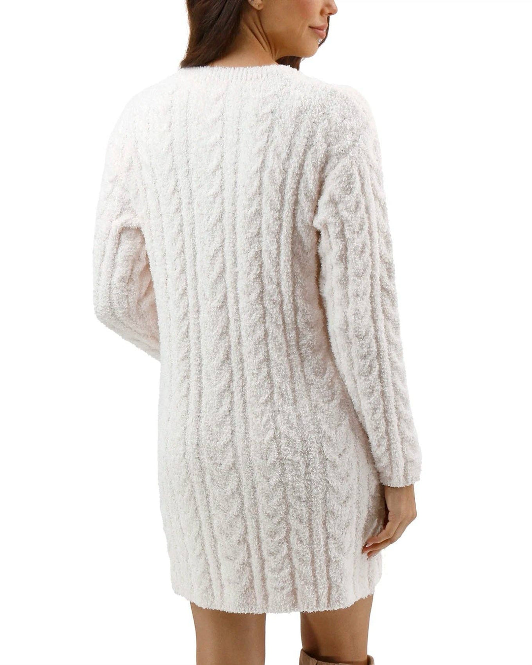 Cloud Cabled Sweater Dress in Cream