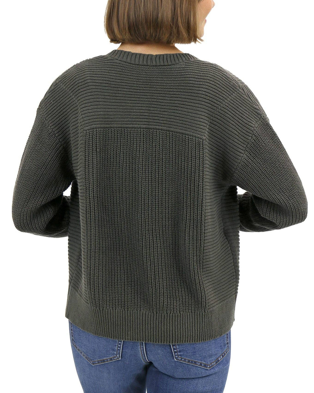 Slouchy Knit Pocket Cardigan In Deep Olive