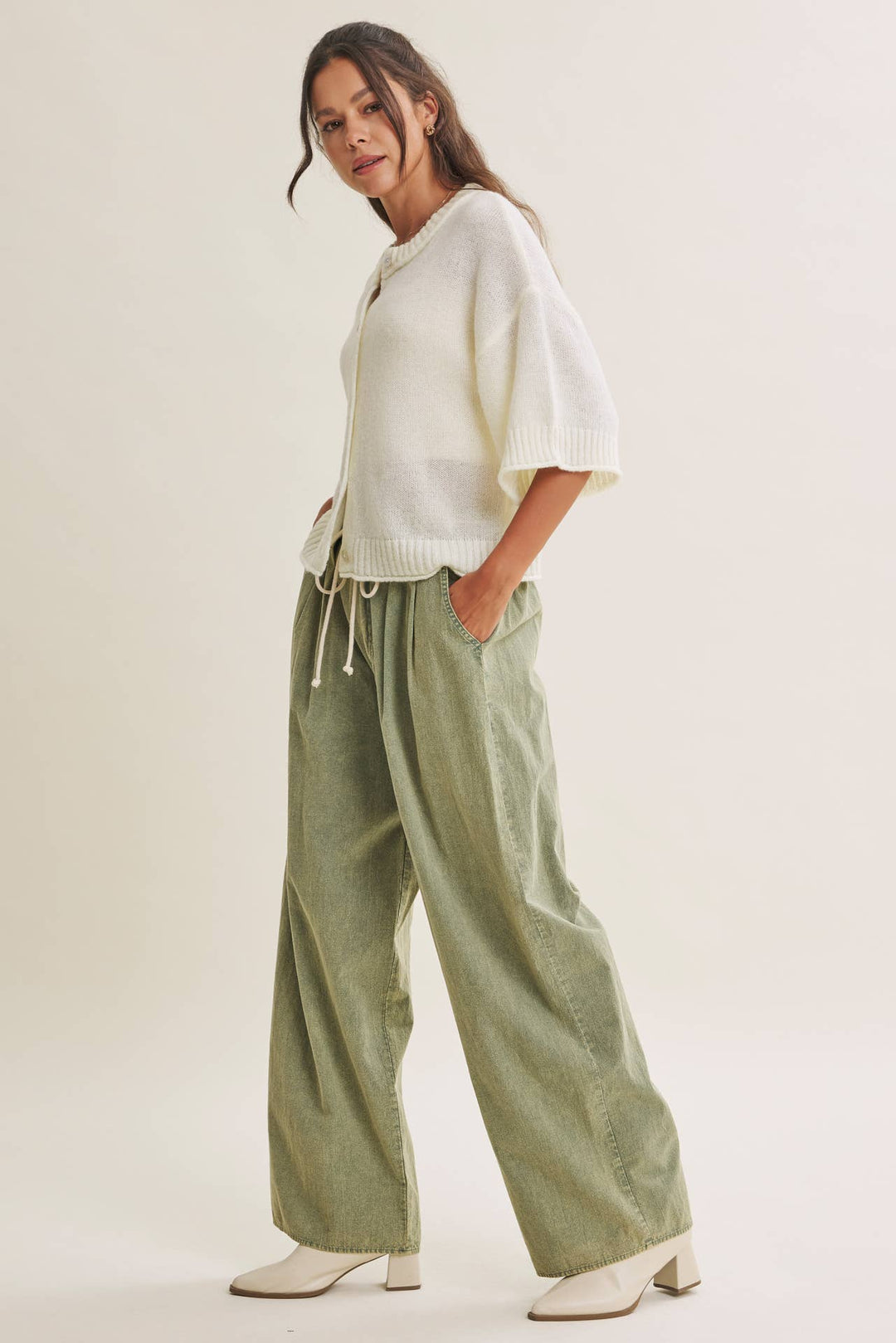Easy Does It Mineral Wash Wide-Leg Pants - Vintage Camel
