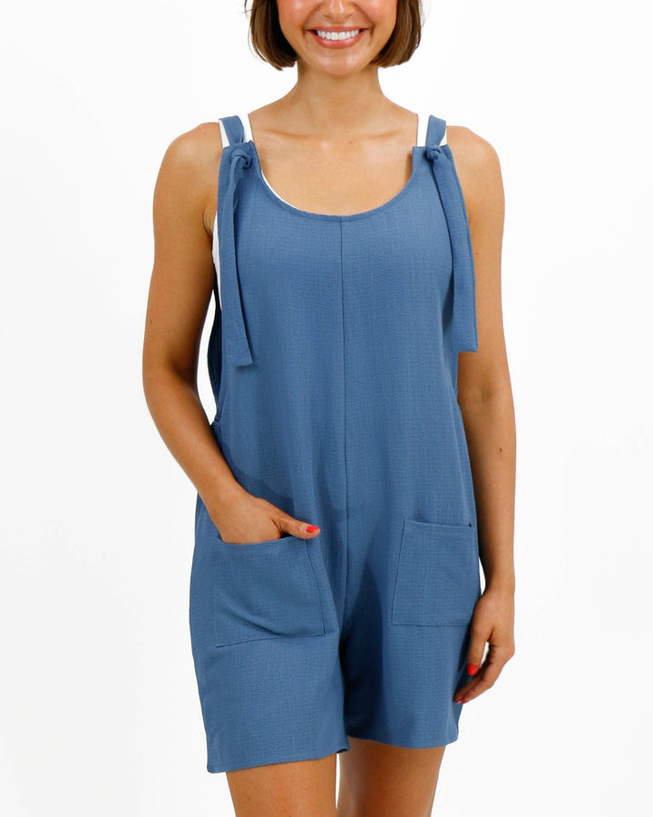 Easy Breezy Romper in Dusty Blue