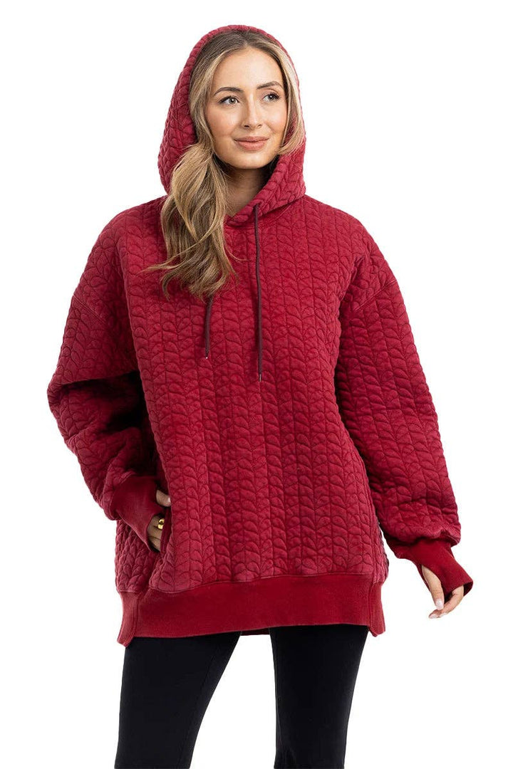 Crimson Comfort Quilted Hoodie