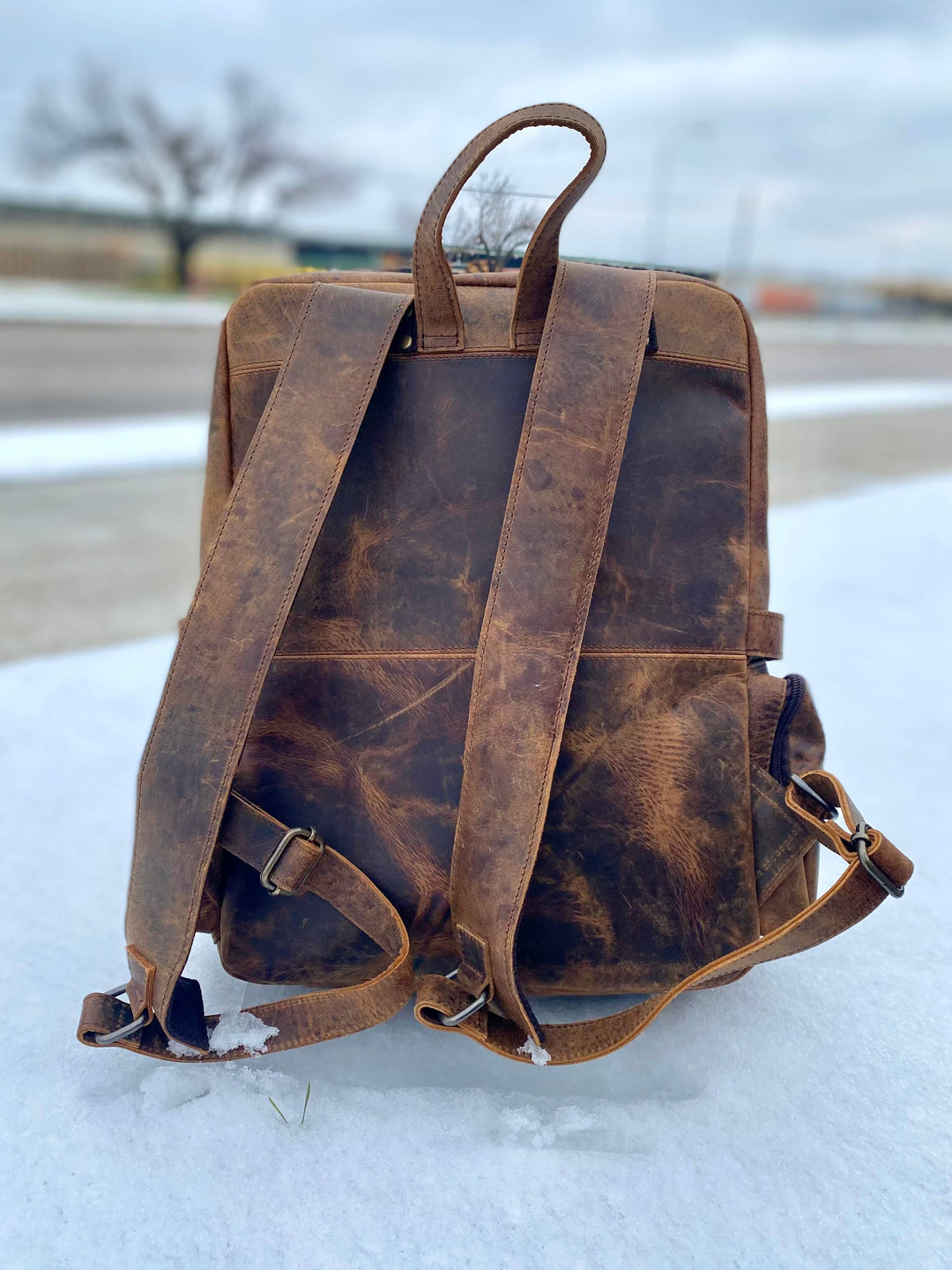 Longhorn Vintage Rustic Leather Backpack