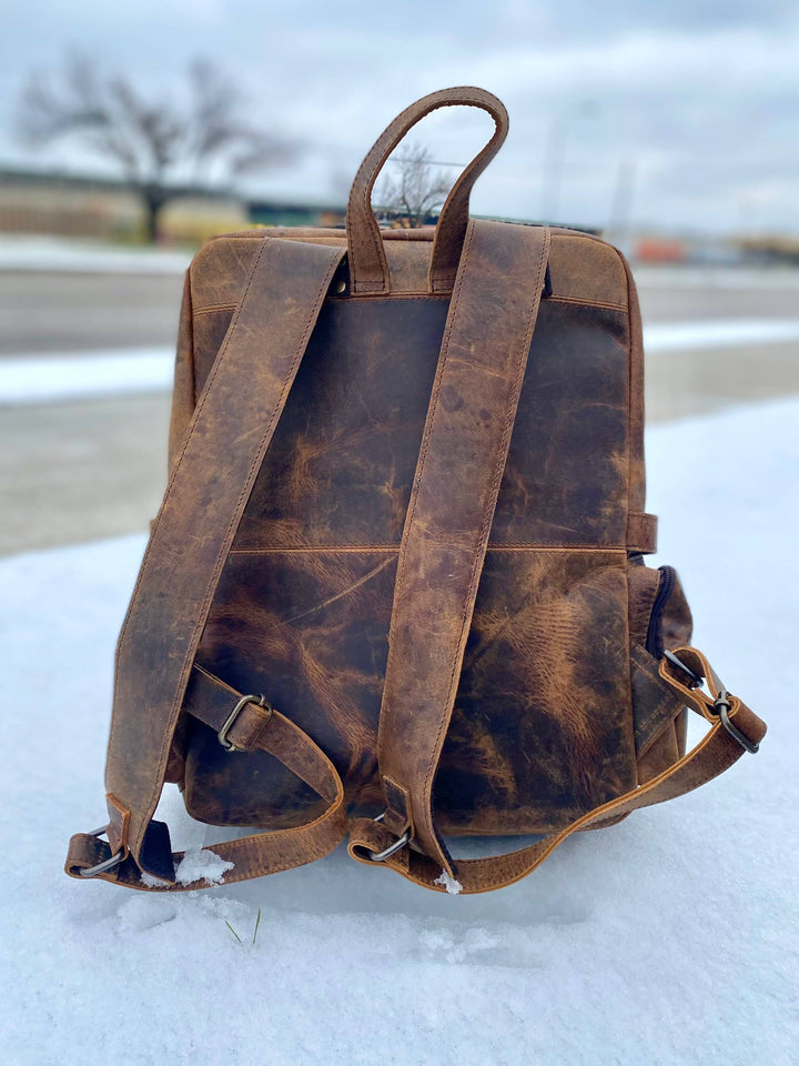Longhorn Vintage Rustic Leather Backpack