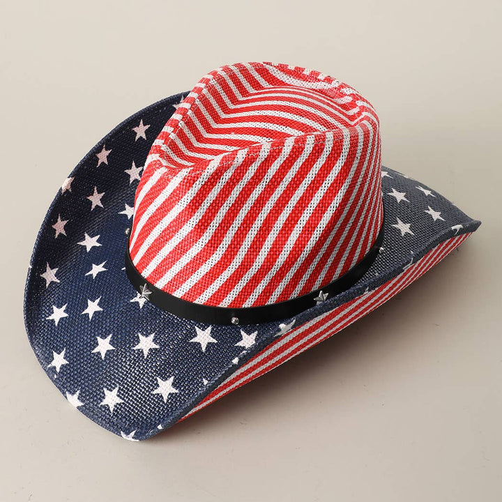 Stars & Stripes Straw Cowboy Hat