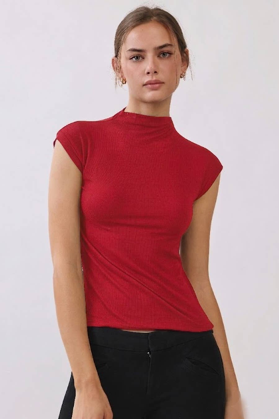Rib Knit Mock Neck Top - 4 colors