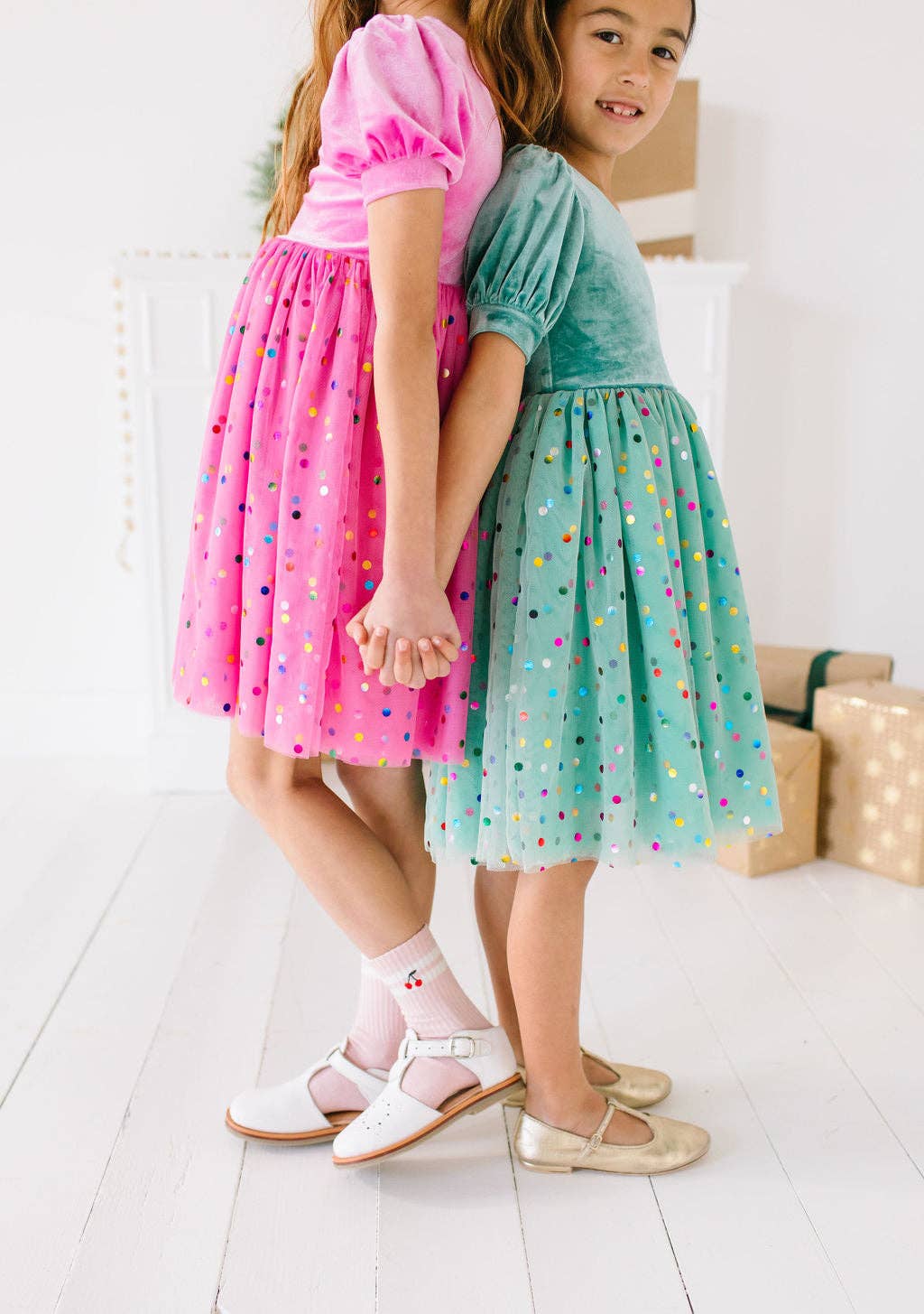 Girls' & Toddler Diana Puff Dress in Minty Confetti