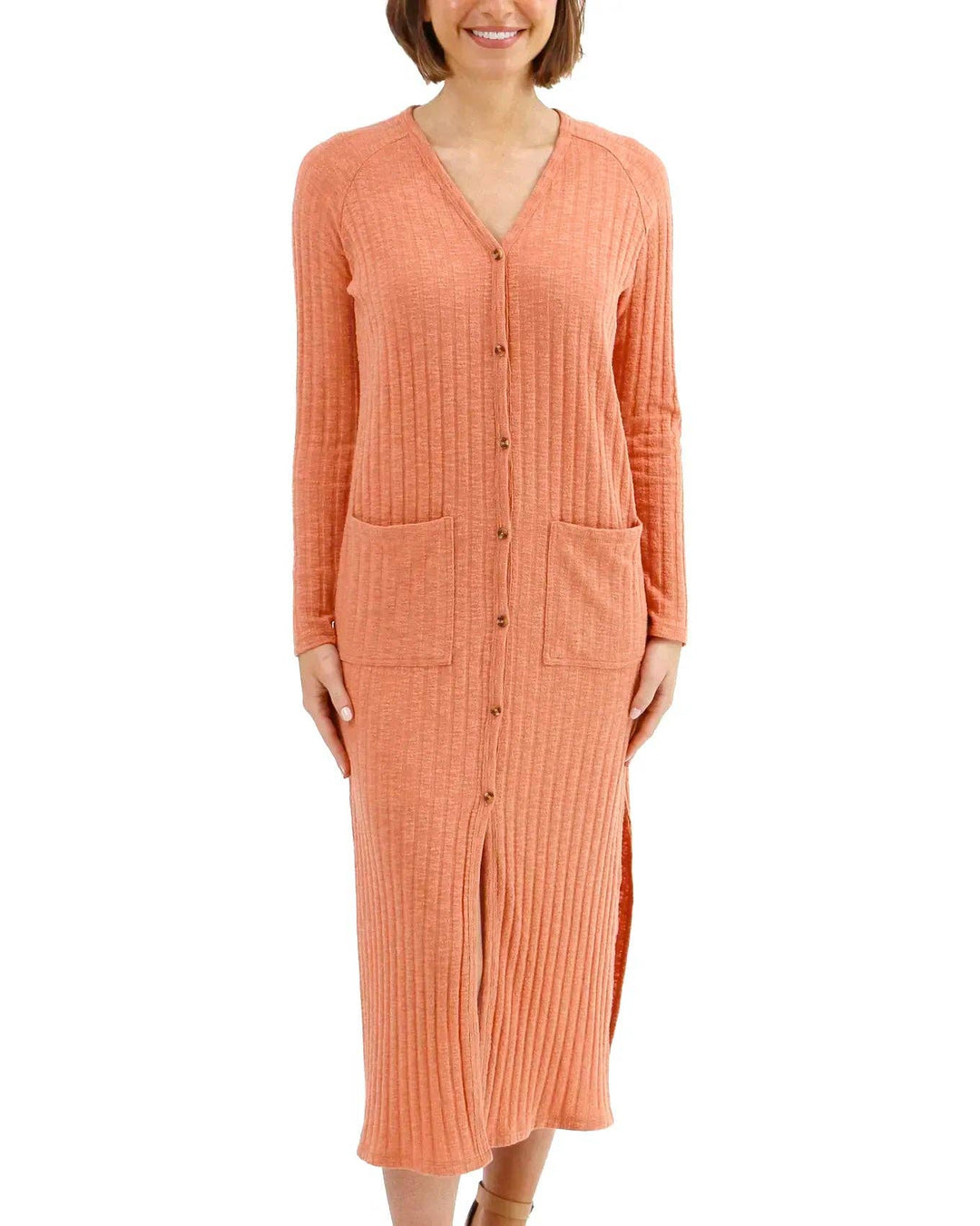 Ribbed Long Duster Cardigan in Sunset