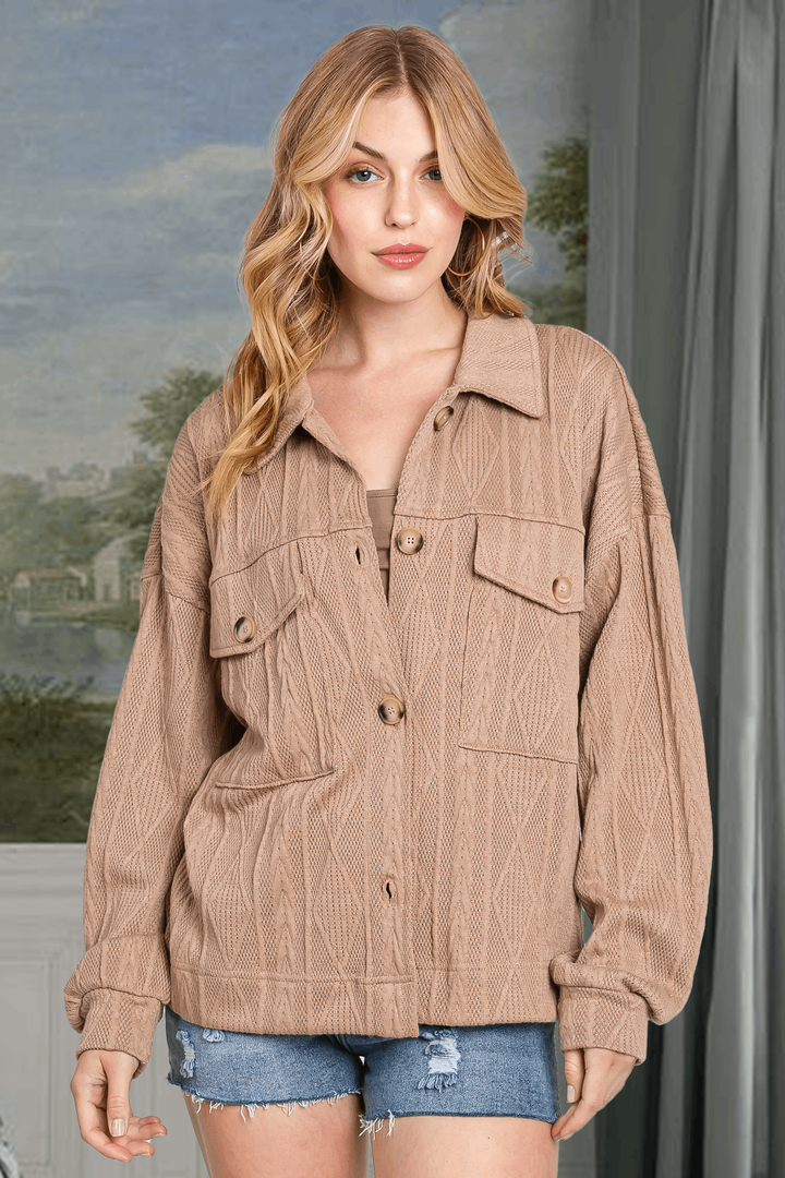 Textured Relaxed Shacket - Mocha