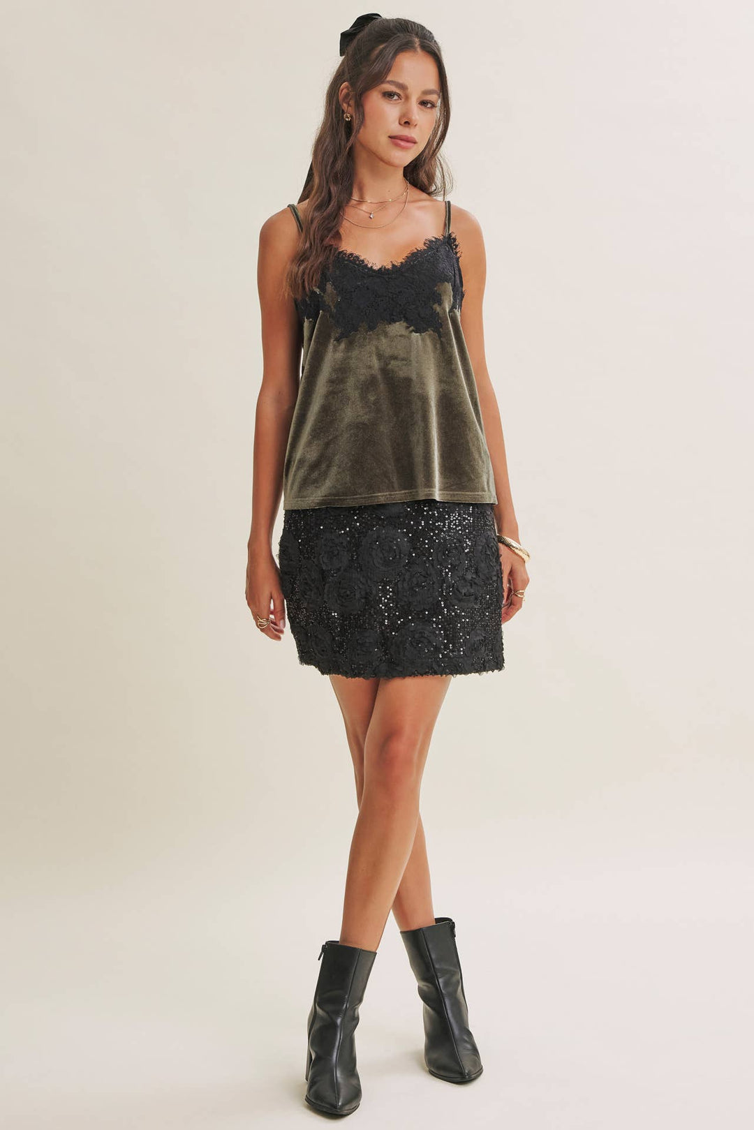 Velvet & Whispers Lace Cami - Champagne