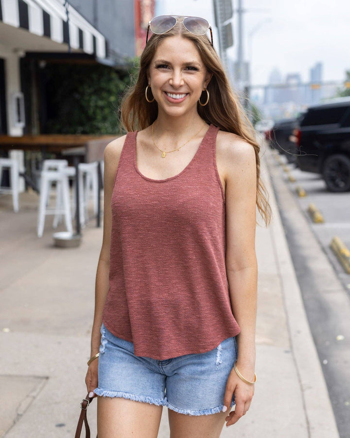 Grace and Lace Light Weight Sweater Tank in Copper