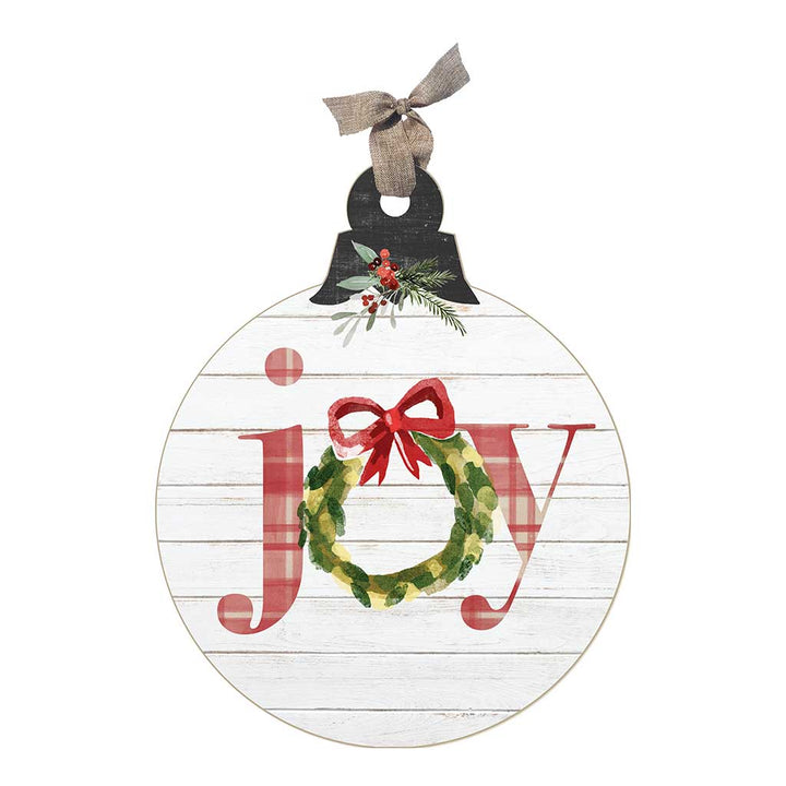 SM Plaid Joy Ornament Sign Christmas Decor