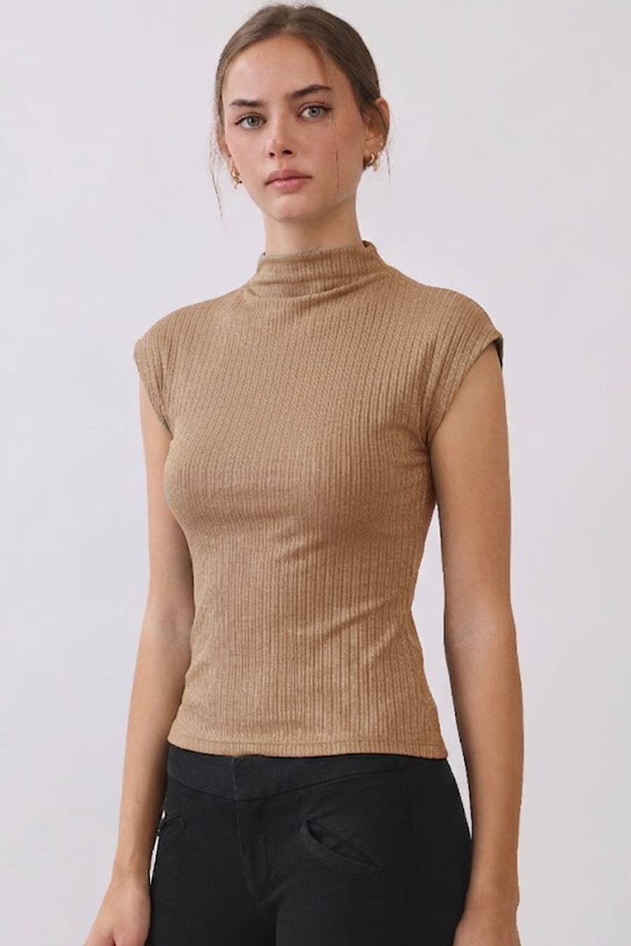 Rib Knit Mock Neck Top - 4 colors