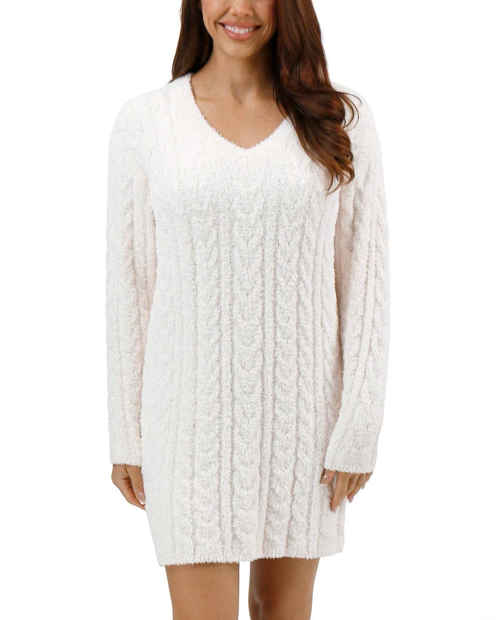 Cloud Cabled Sweater Dress in Cream