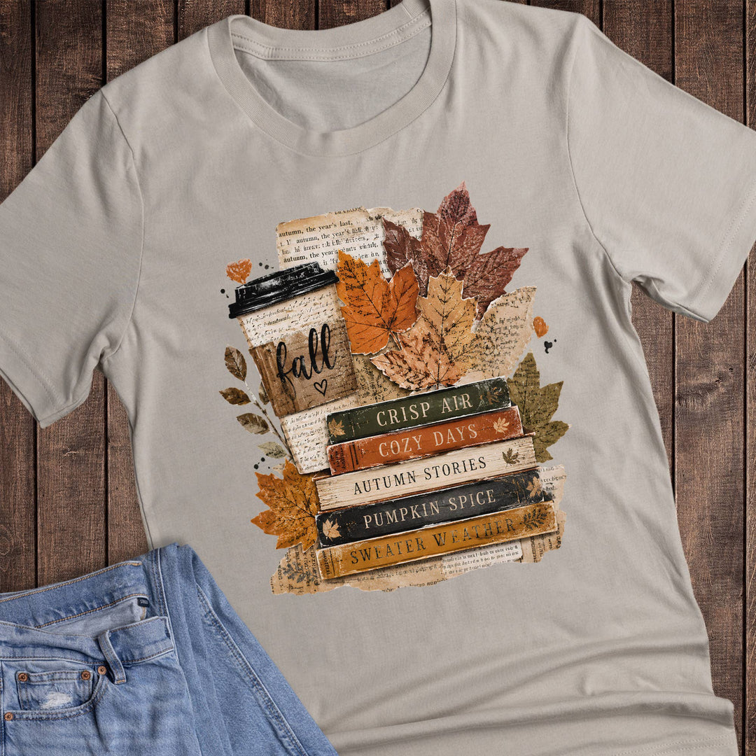 Fall Books Reading Coffee Graphic Tee