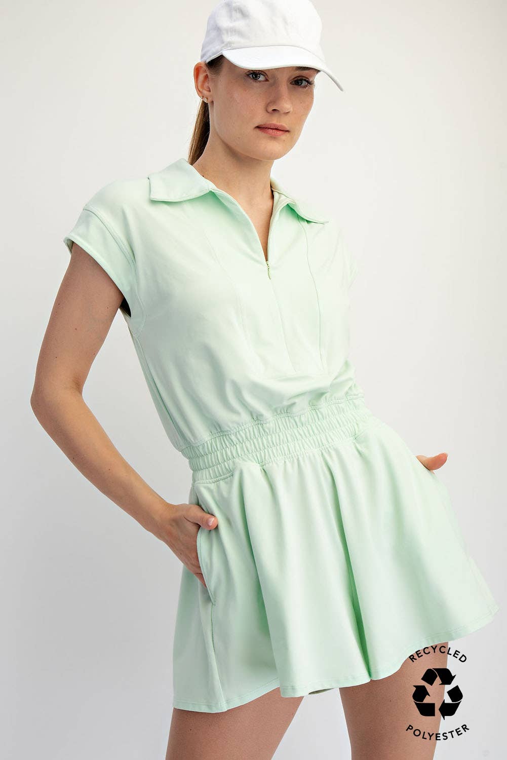 RAE MODE BUTTER SHORT SLEEVE QUARTER ZIP ROMPER