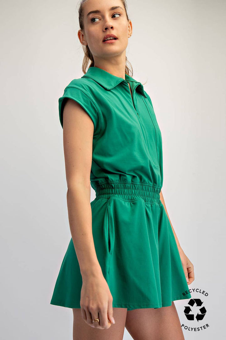 RAE MODE BUTTER SHORT SLEEVE QUARTER ZIP ROMPER