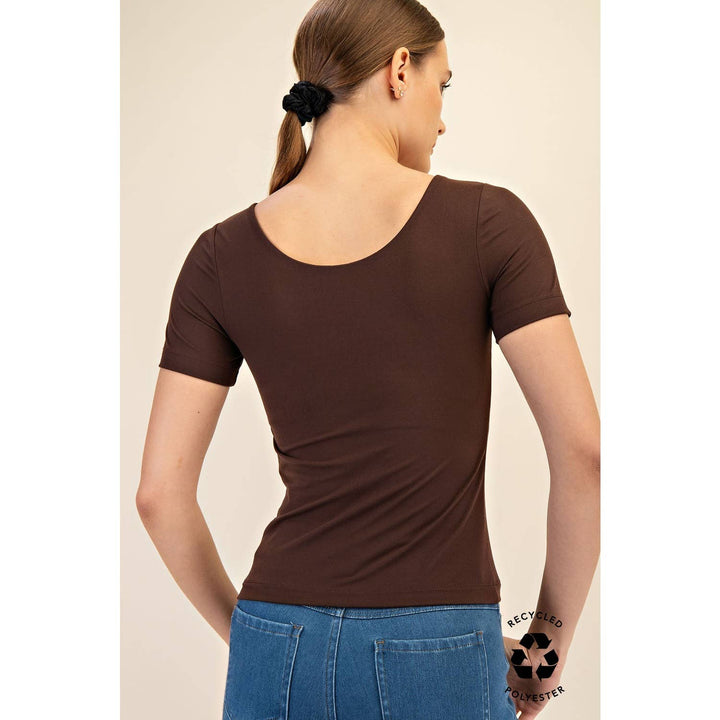 RAE MODE RECYCLED BUTTER ROUND NECK SHORT SLEEVE TOP - 2 COLORS