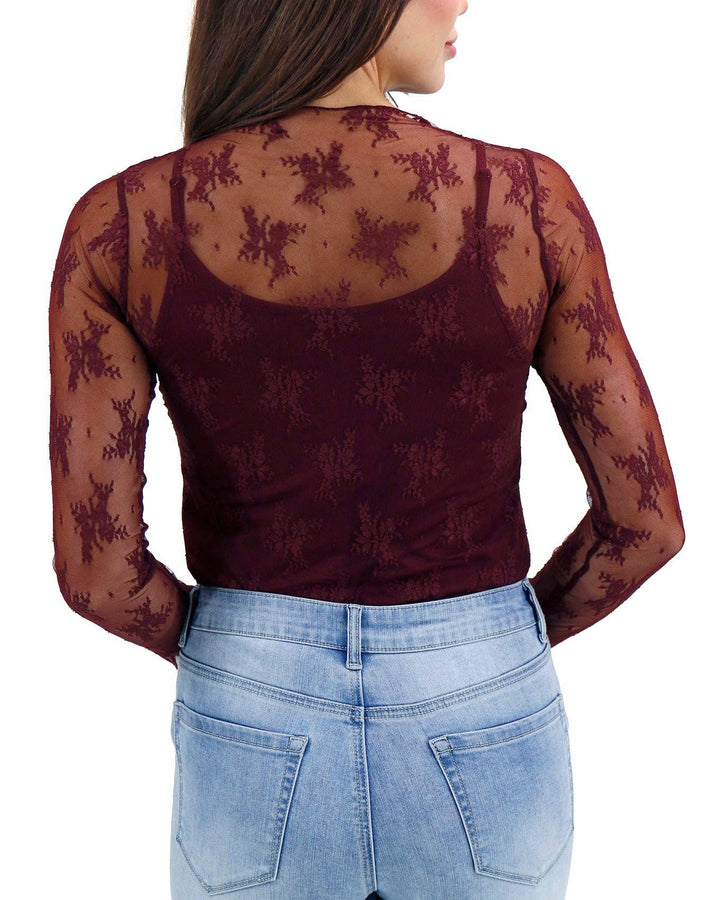 Lace Mesh Top In Port